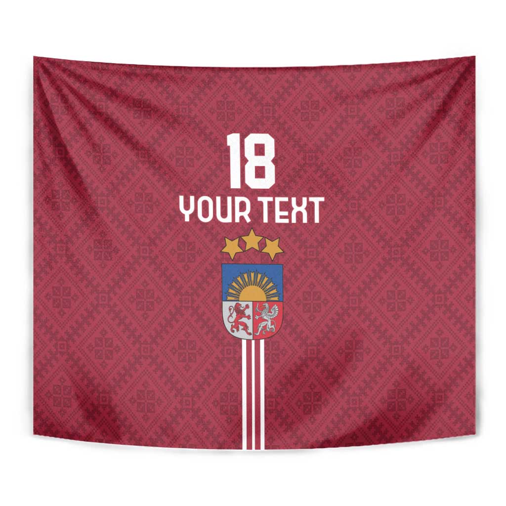 Custom Latvia Football Tapestry Latvijas Go Champion Folk Pattern