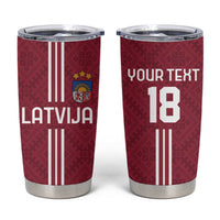 Custom Latvia Football Tumbler Cup Latvijas Go Champion Folk Pattern