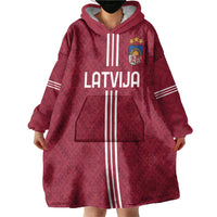 Custom Latvia Football Wearable Blanket Hoodie Latvijas Go Champion Folk Pattern