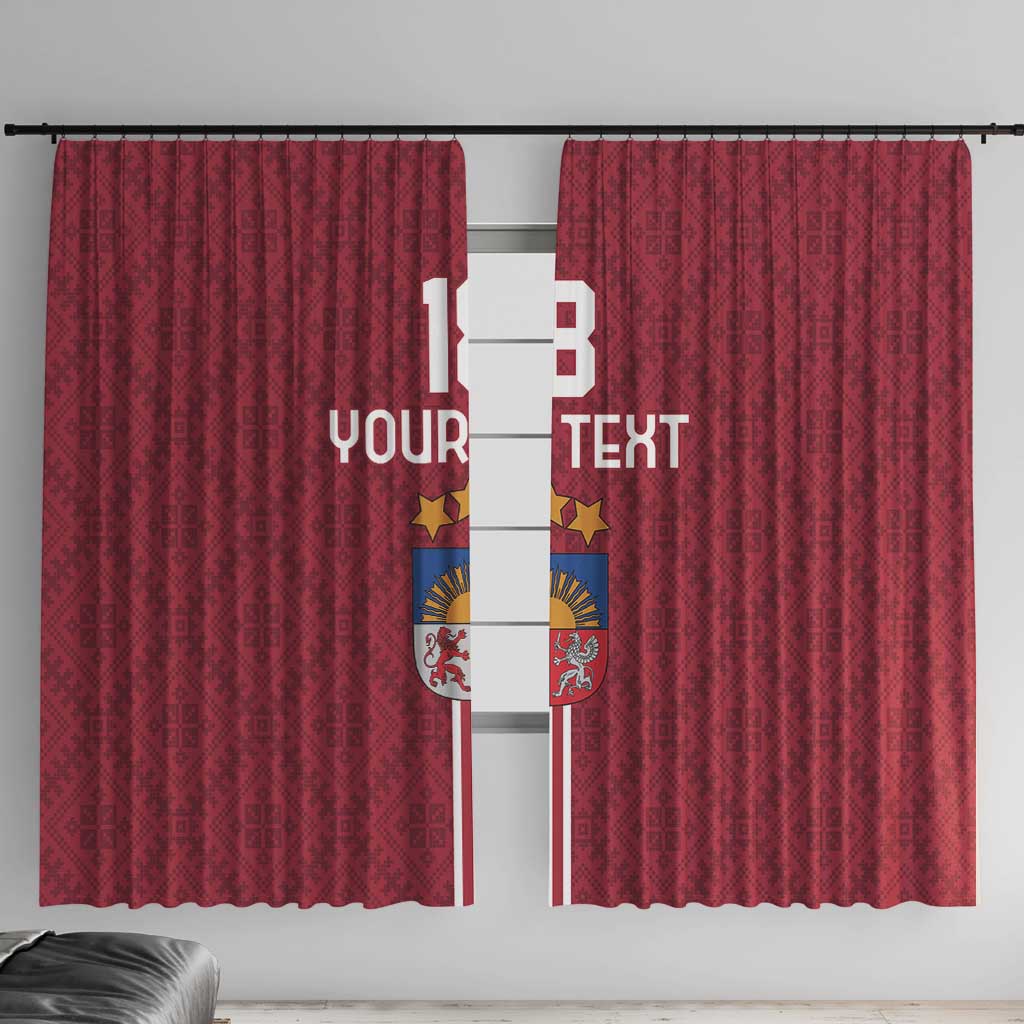 Custom Latvia Football Window Curtain Latvijas Go Champion Folk Pattern