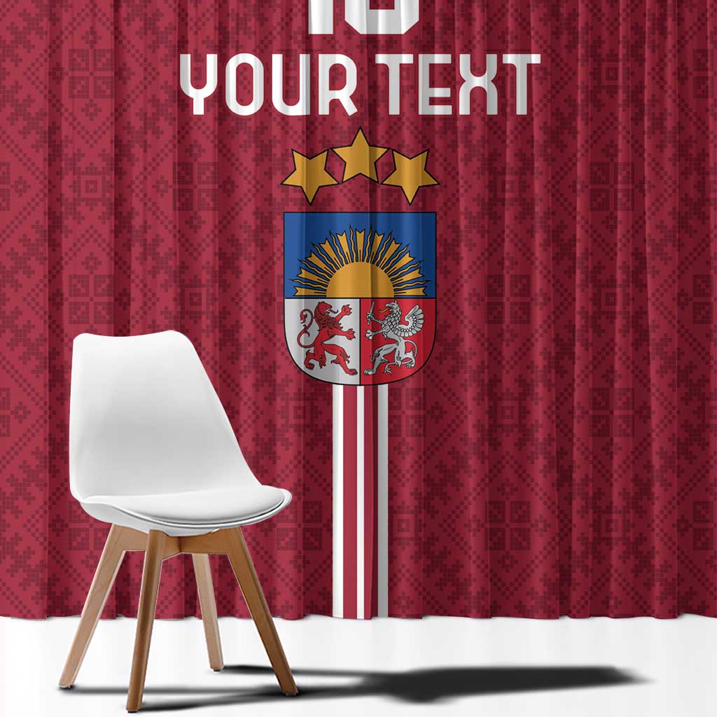 Custom Latvia Football Window Curtain Latvijas Go Champion Folk Pattern