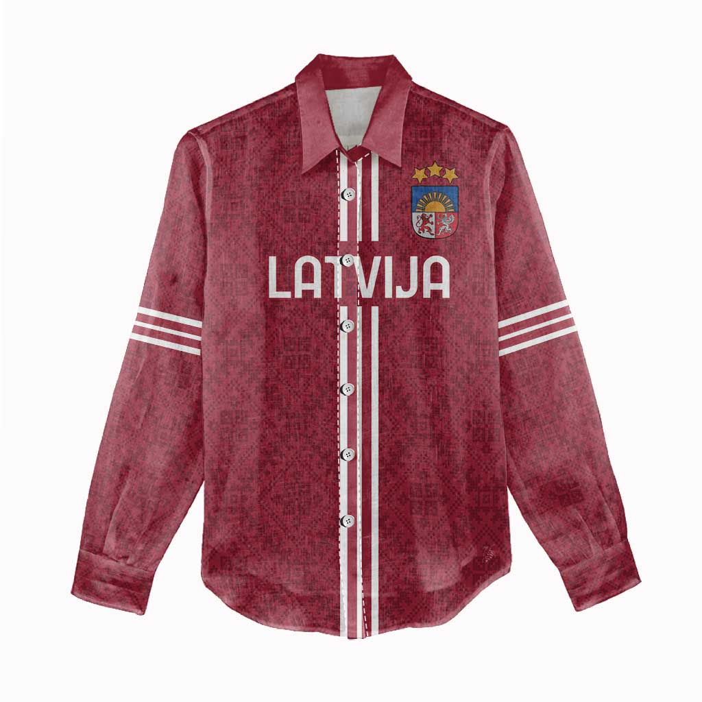 Custom Latvia Football Women Casual Shirt Latvijas Go Champion Folk Pattern