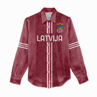 Custom Latvia Football Women Casual Shirt Latvijas Go Champion Folk Pattern
