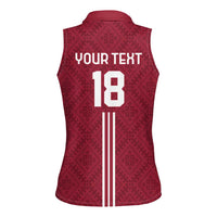 Custom Latvia Football Women Sleeveless Polo Shirt Latvijas Go Champion Folk Pattern