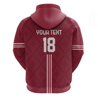 Custom Latvia Football Zip Hoodie Latvijas Go Champion Folk Pattern