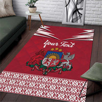 Personalized Latvia Area Rug Latvijas Republika Folk Pattern
