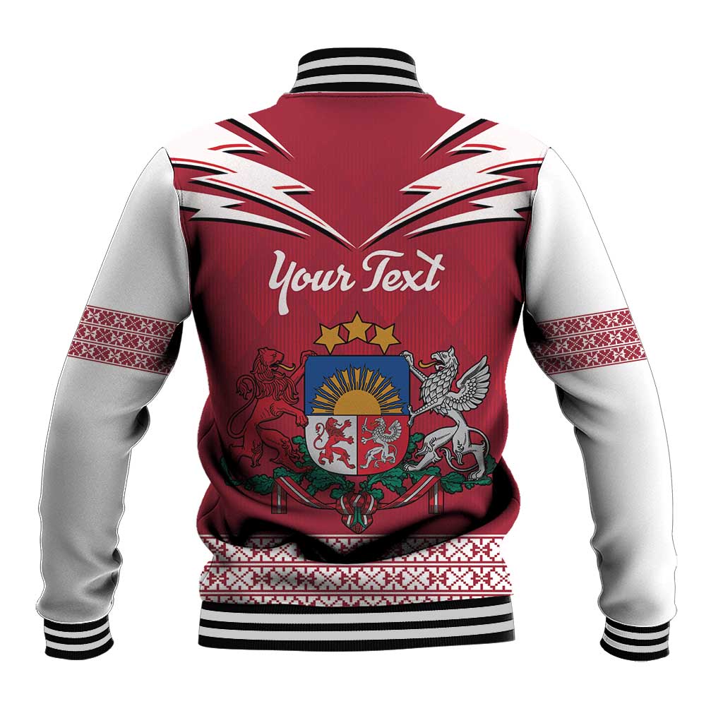 Personalized Latvia Baseball Jacket Latvijas Republika Folk Pattern