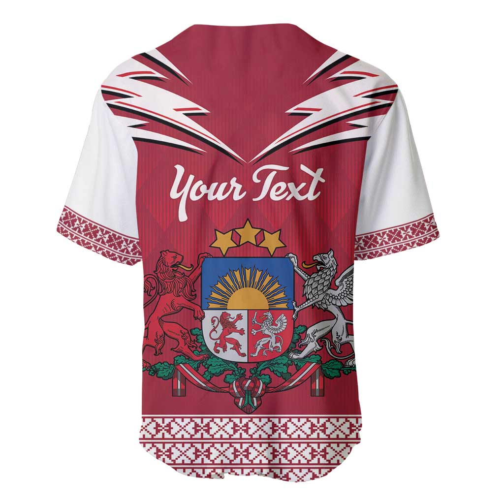 Personalized Latvia Baseball Jersey Latvijas Republika Folk Pattern