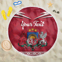 Personalized Latvia Beach Blanket Latvijas Republika Folk Pattern