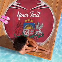 Personalized Latvia Beach Blanket Latvijas Republika Folk Pattern