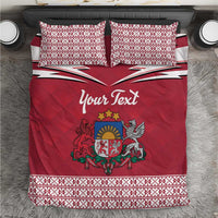 Personalized Latvia Bedding Set Latvijas Republika Folk Pattern