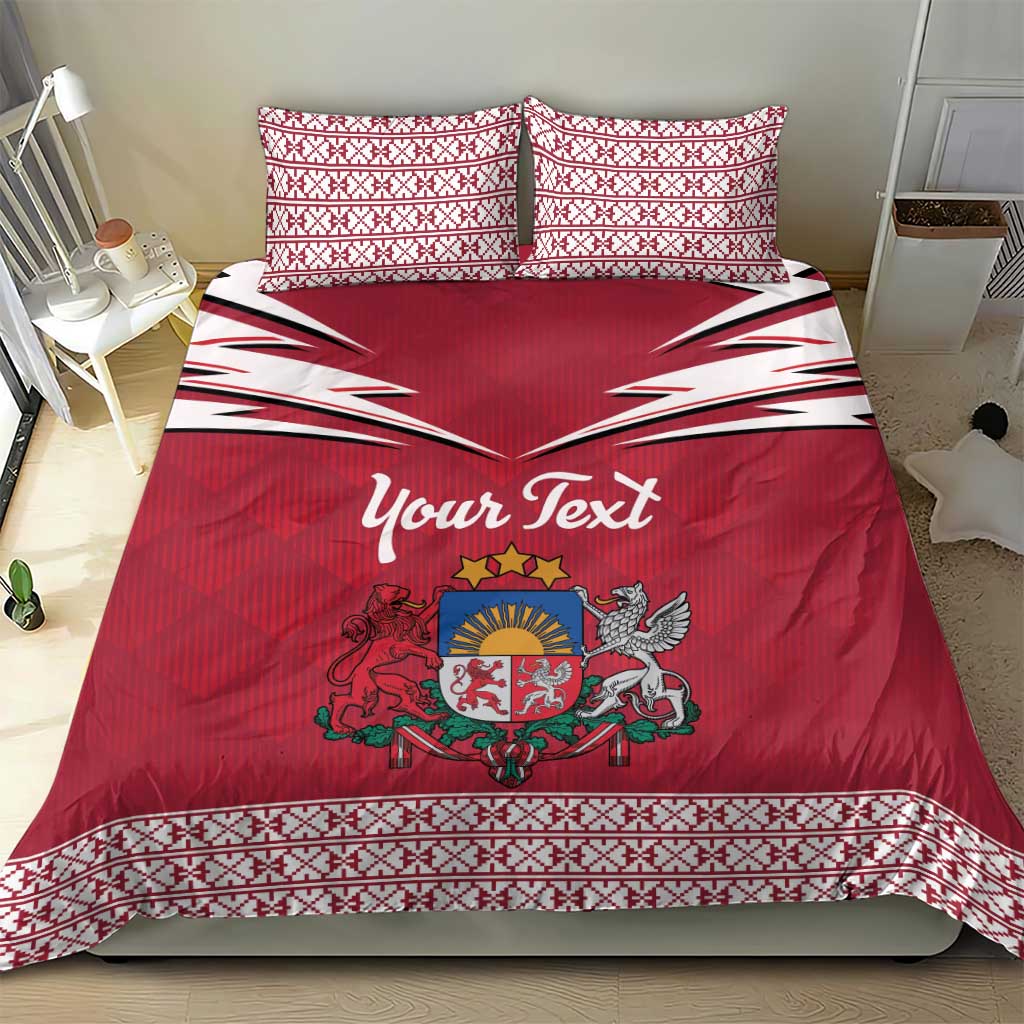 Personalized Latvia Bedding Set Latvijas Republika Folk Pattern