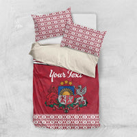 Personalized Latvia Bedding Set Latvijas Republika Folk Pattern
