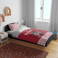 Personalized Latvia Bedding Set Latvijas Republika Folk Pattern