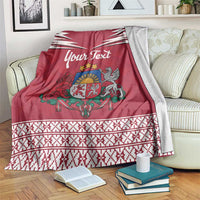 Personalized Latvia Blanket Latvijas Republika Folk Pattern