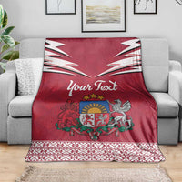 Personalized Latvia Blanket Latvijas Republika Folk Pattern