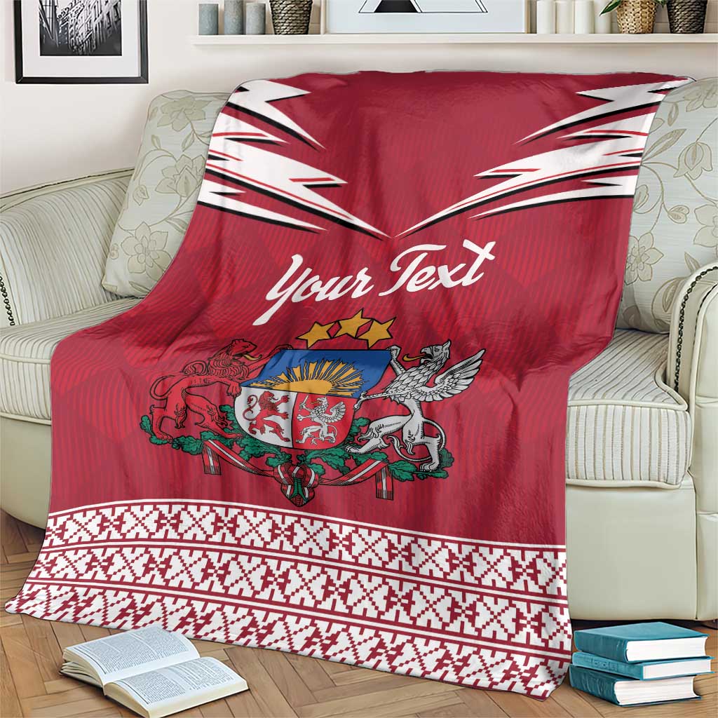 Personalized Latvia Blanket Latvijas Republika Folk Pattern