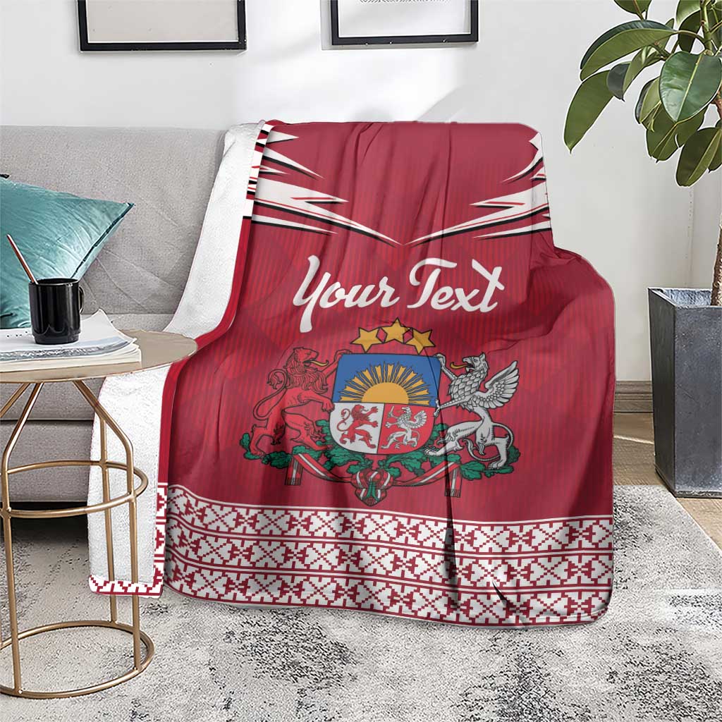 Personalized Latvia Blanket Latvijas Republika Folk Pattern