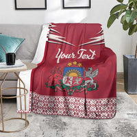 Personalized Latvia Blanket Latvijas Republika Folk Pattern