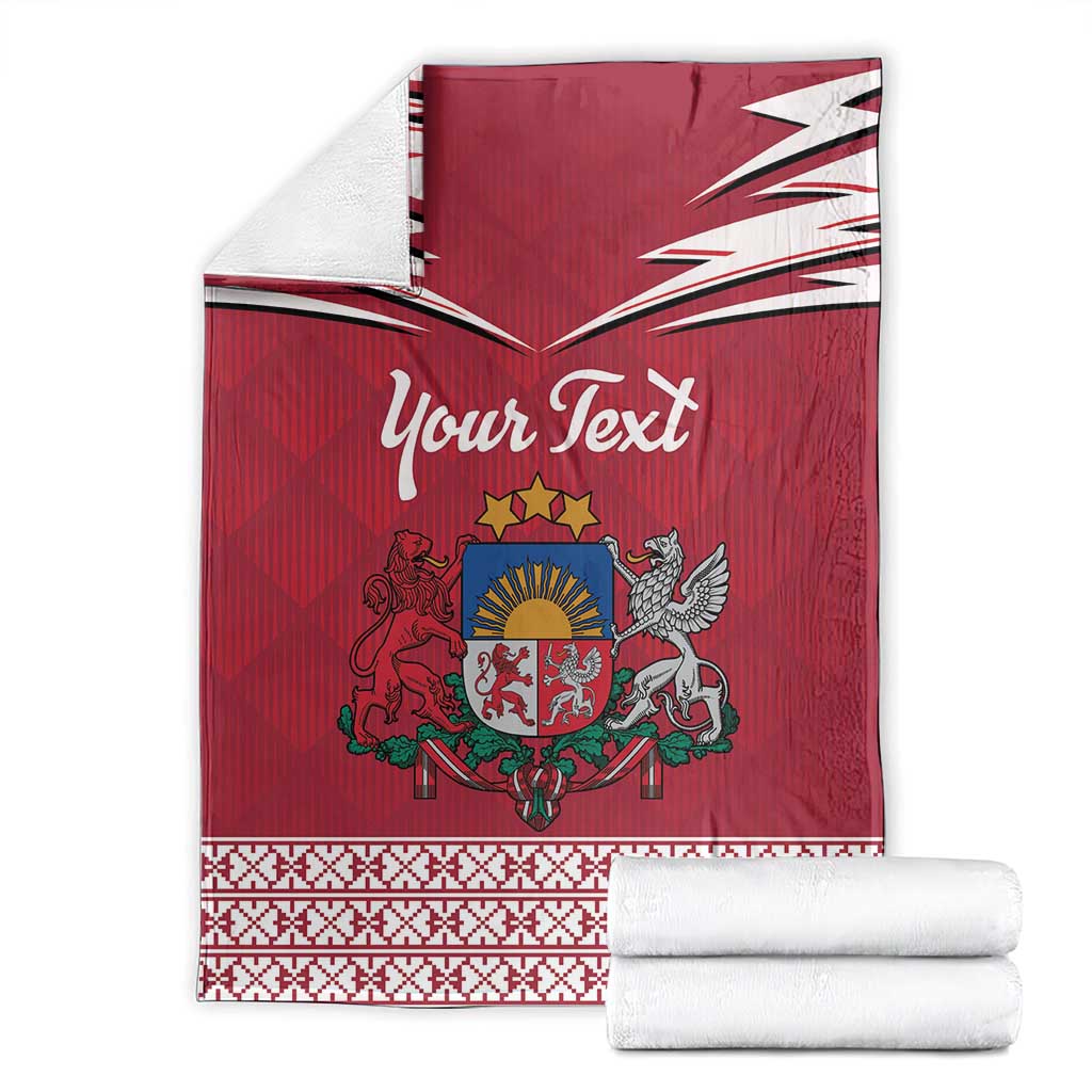 Personalized Latvia Blanket Latvijas Republika Folk Pattern