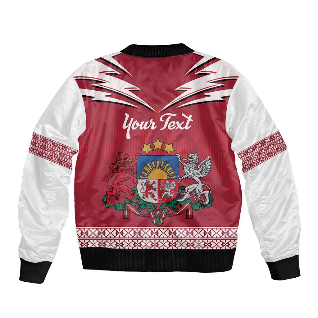 Personalized Latvia Bomber Jacket Latvijas Republika Folk Pattern