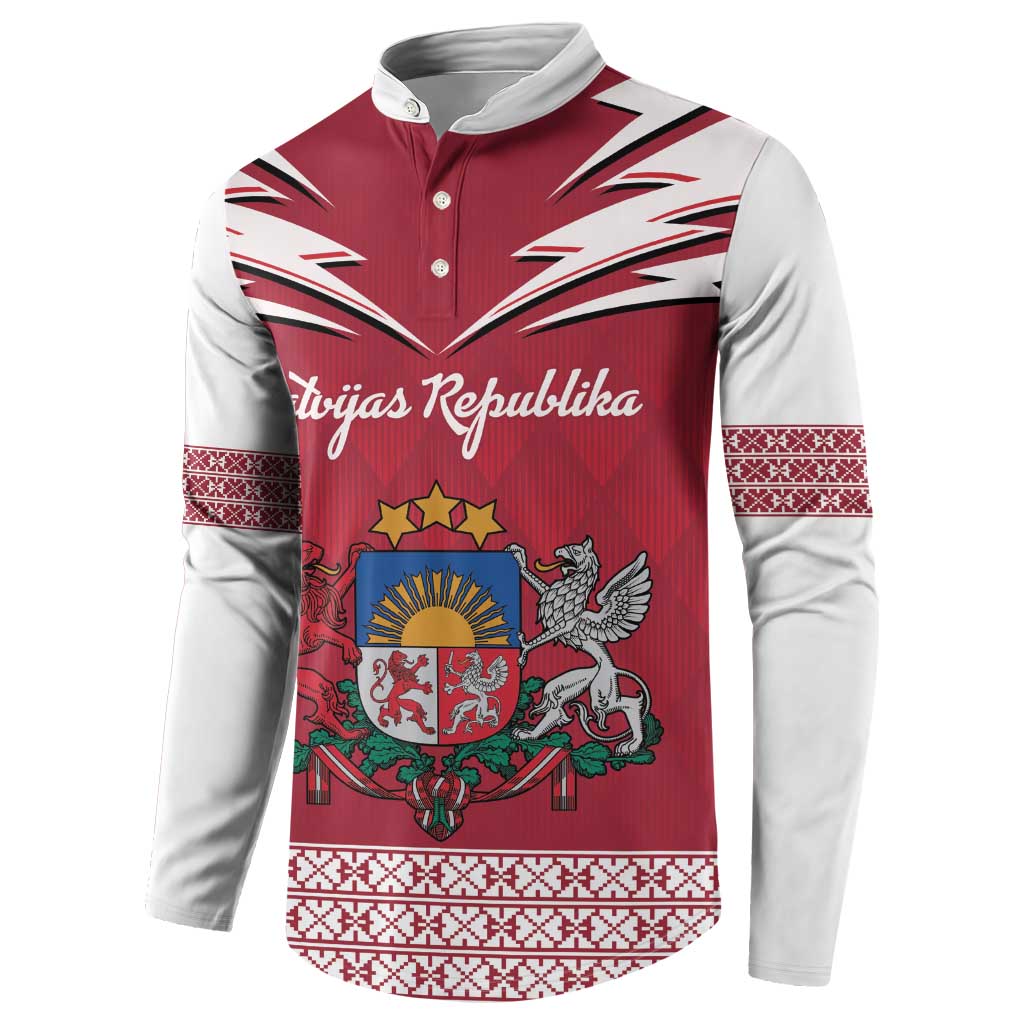 Personalized Latvia Button Sweatshirt Latvijas Republika Folk Pattern