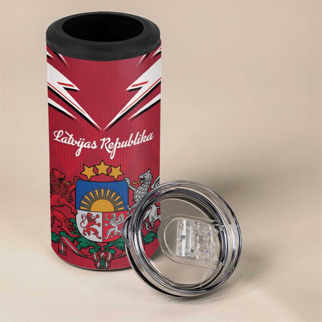 Personalized Latvia 4 in 1 Can Cooler Tumbler Latvijas Republika Folk Pattern