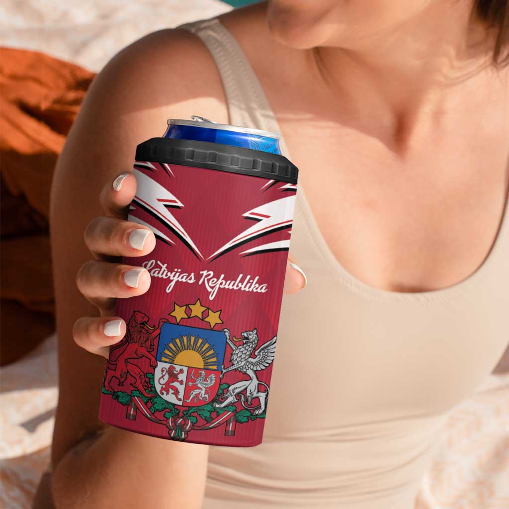 Personalized Latvia 4 in 1 Can Cooler Tumbler Latvijas Republika Folk Pattern