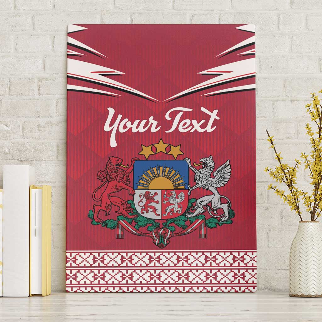 Personalized Latvia Canvas Wall Art Latvijas Republika Folk Pattern