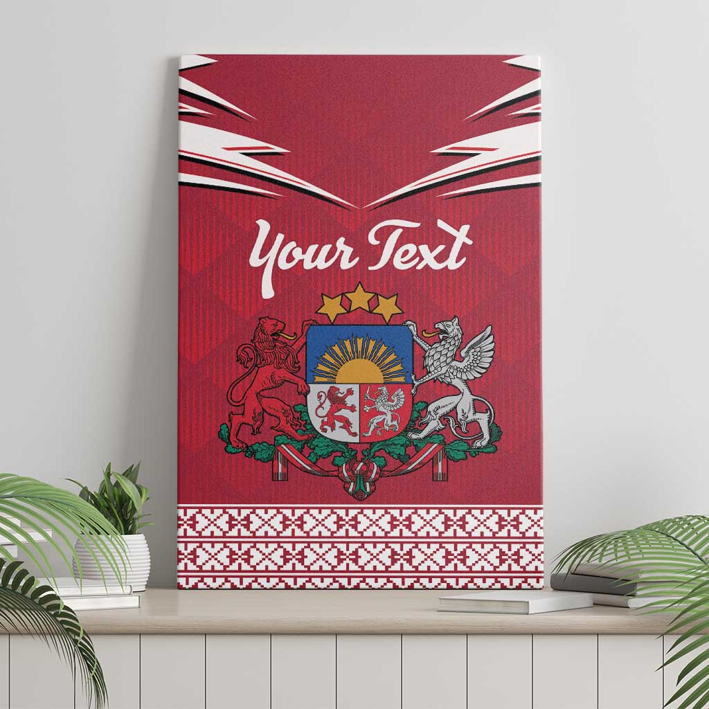 Personalized Latvia Canvas Wall Art Latvijas Republika Folk Pattern