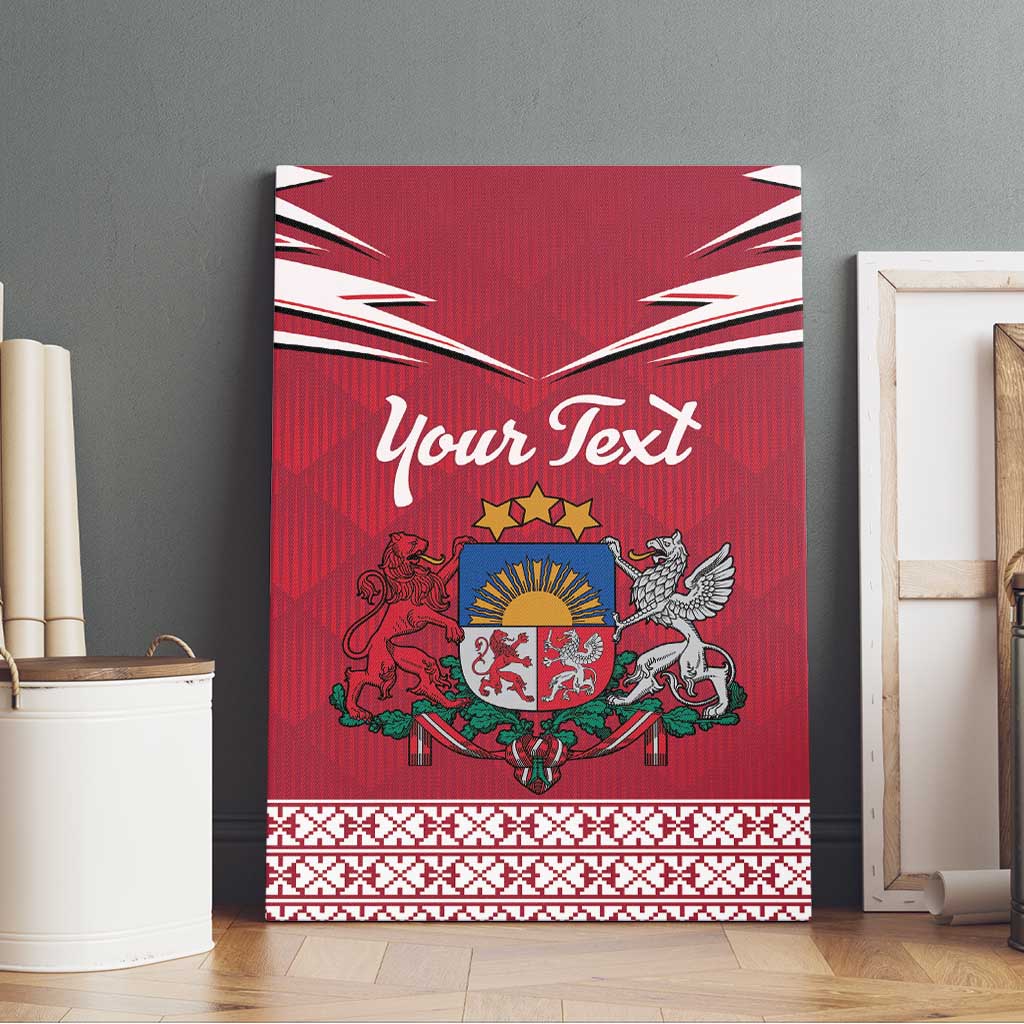 Personalized Latvia Canvas Wall Art Latvijas Republika Folk Pattern
