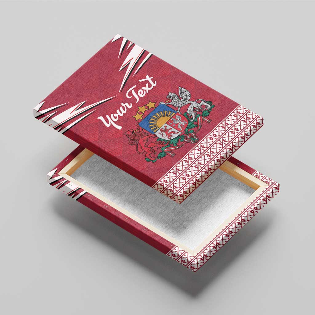Personalized Latvia Canvas Wall Art Latvijas Republika Folk Pattern