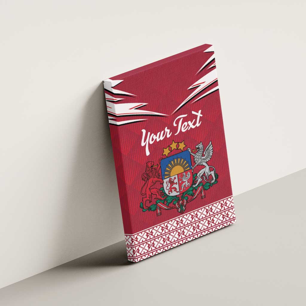 Personalized Latvia Canvas Wall Art Latvijas Republika Folk Pattern