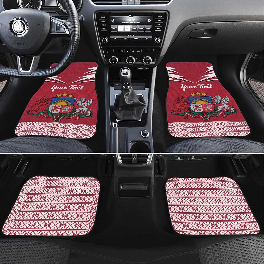 Personalized Latvia Car Mats Latvijas Republika Folk Pattern