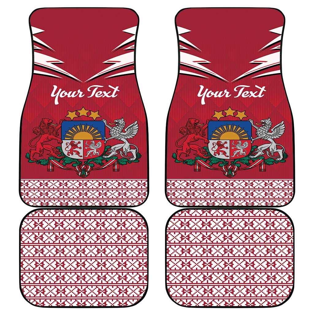 Personalized Latvia Car Mats Latvijas Republika Folk Pattern