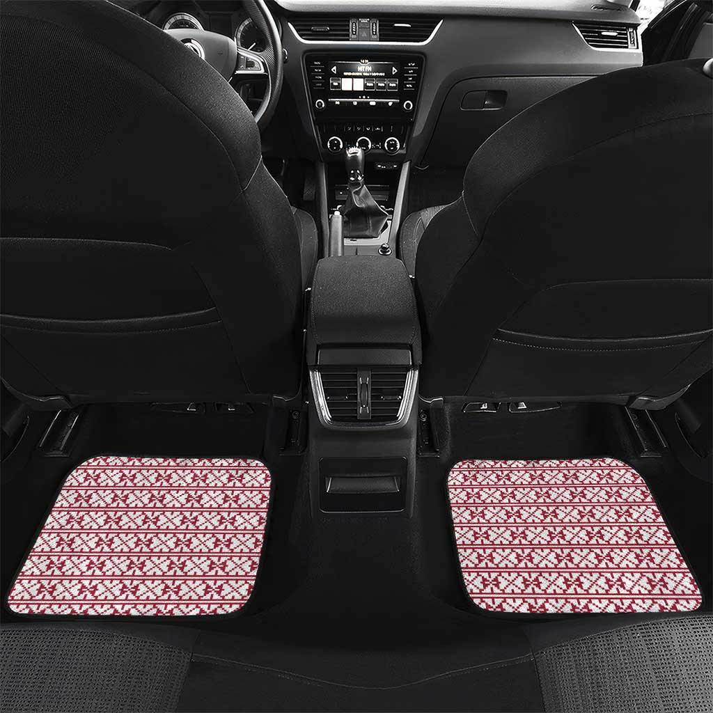 Personalized Latvia Car Mats Latvijas Republika Folk Pattern