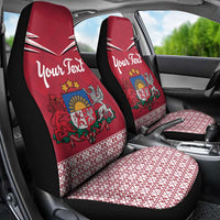 Personalized Latvia Car Seat Cover Latvijas Republika Folk Pattern