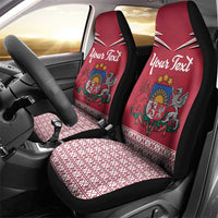 Personalized Latvia Car Seat Cover Latvijas Republika Folk Pattern