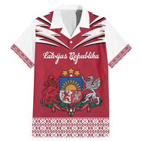 Personalized Latvia Family Matching Mermaid Dress and Hawaiian Shirt Latvijas Republika Folk Pattern