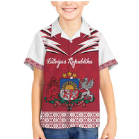 Personalized Latvia Family Matching Mermaid Dress and Hawaiian Shirt Latvijas Republika Folk Pattern