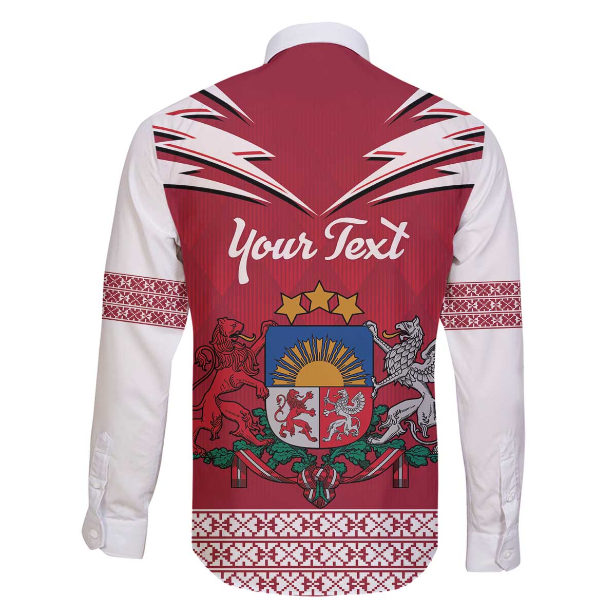 Personalized Latvia Family Matching Off The Shoulder Long Sleeve Dress and Hawaiian Shirt Latvijas Republika Folk Pattern