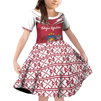 Personalized Latvia Family Matching Off Shoulder Short Dress and Hawaiian Shirt Latvijas Republika Folk Pattern