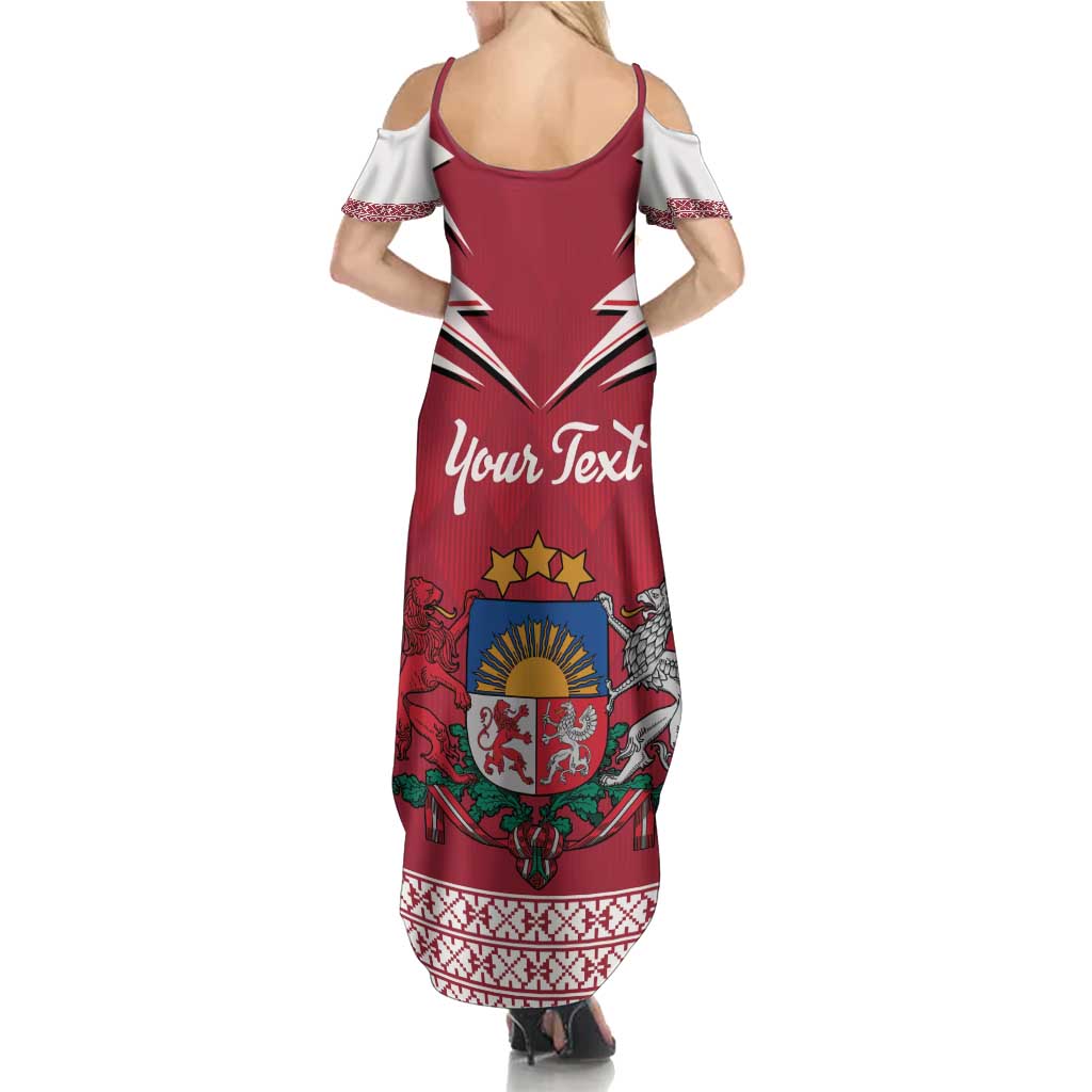 Personalized Latvia Family Matching Summer Maxi Dress and Hawaiian Shirt Latvijas Republika Folk Pattern