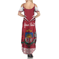Personalized Latvia Family Matching Summer Maxi Dress and Hawaiian Shirt Latvijas Republika Folk Pattern