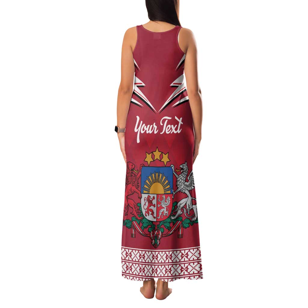 Personalized Latvia Family Matching Tank Maxi Dress and Hawaiian Shirt Latvijas Republika Folk Pattern