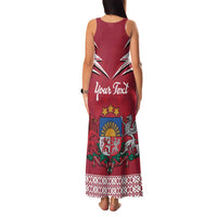 Personalized Latvia Family Matching Tank Maxi Dress and Hawaiian Shirt Latvijas Republika Folk Pattern