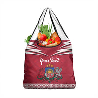 Personalized Latvia Grocery Bag Latvijas Republika Folk Pattern