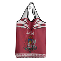 Personalized Latvia Grocery Bag Latvijas Republika Folk Pattern