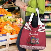 Personalized Latvia Grocery Bag Latvijas Republika Folk Pattern