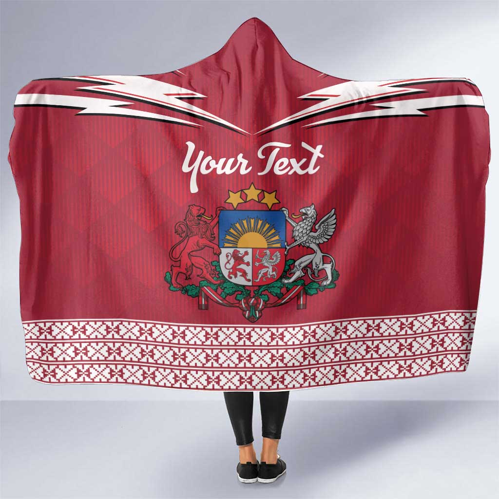Personalized Latvia Hooded Blanket Latvijas Republika Folk Pattern